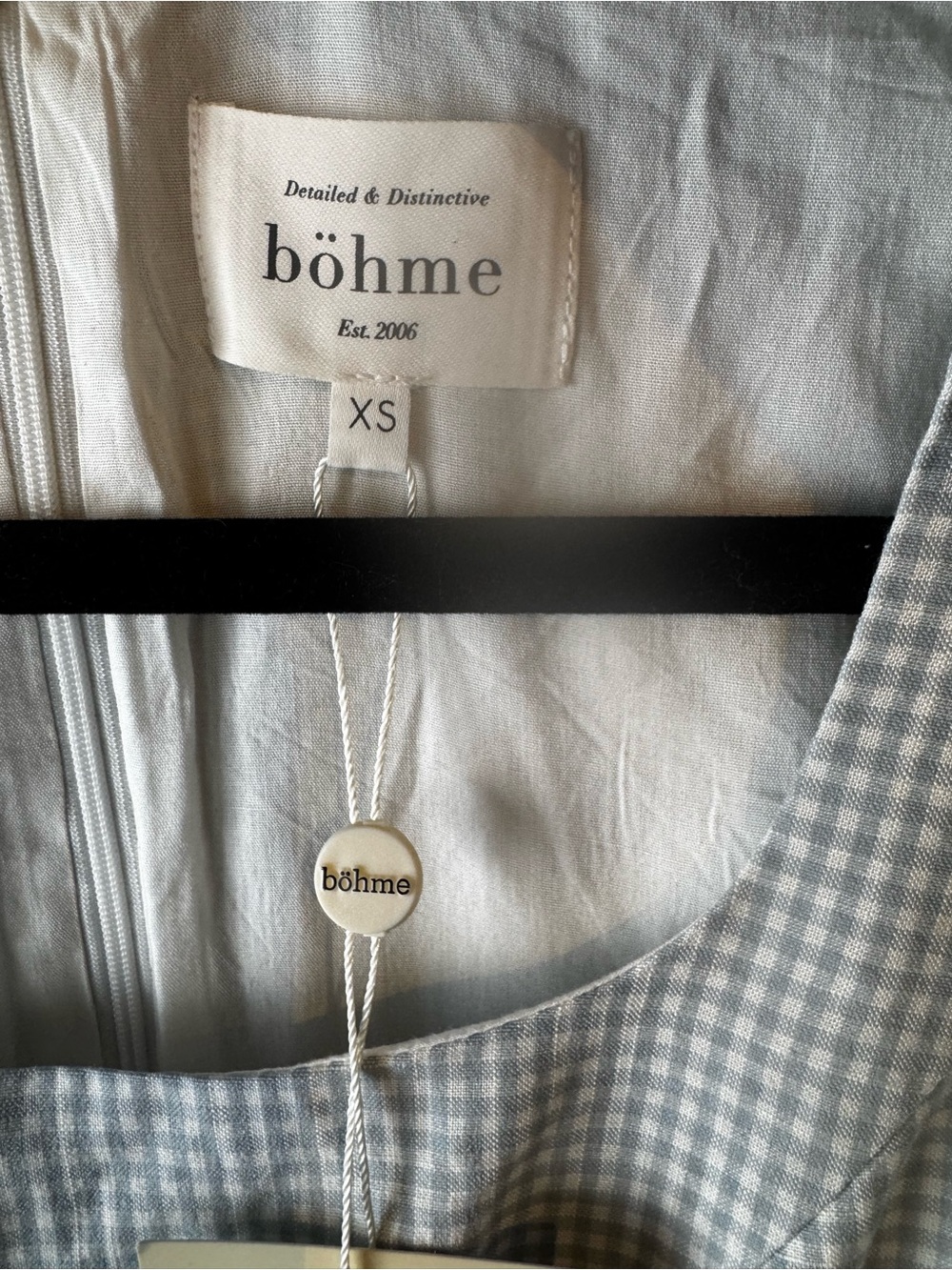 Boheme Light Blue Gingham Maxi Dress with Square Neck and Puff Sleeves - Picture 9 of 13